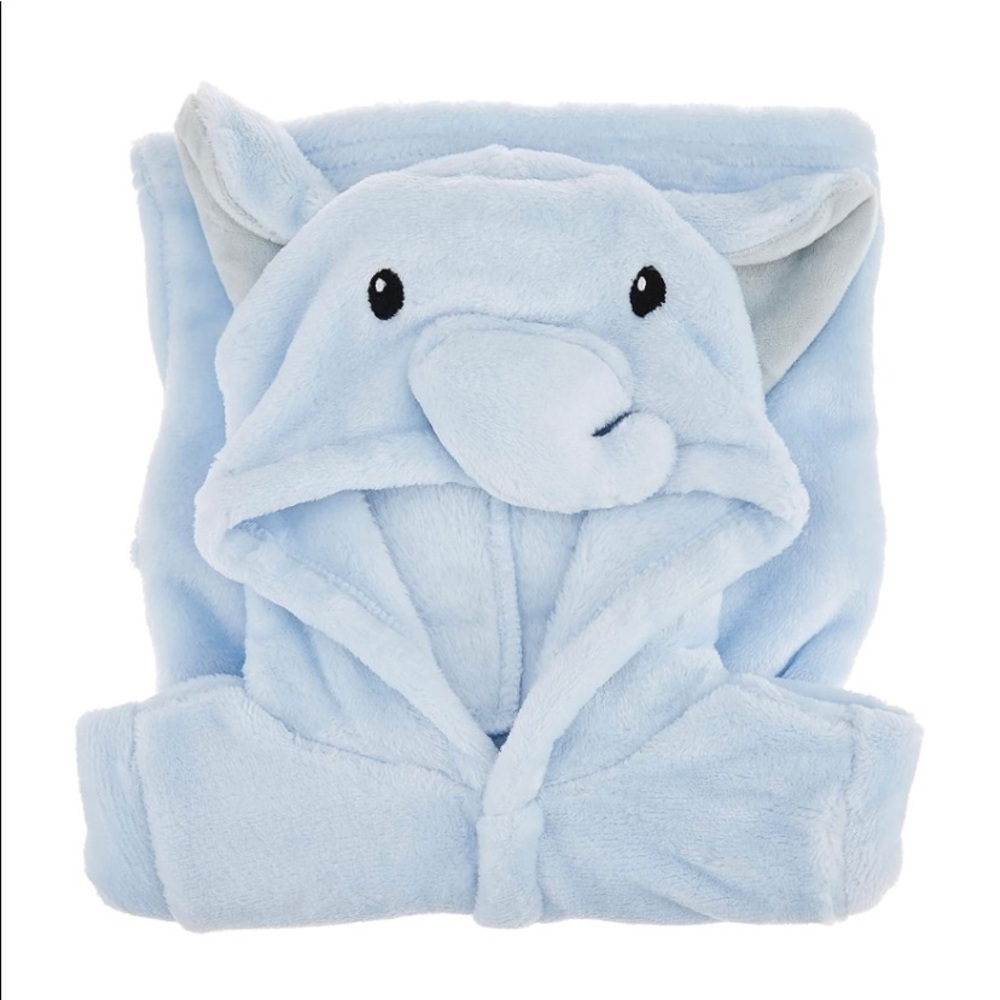 Hudson Baby Unisex Bathrobe Blue Elephant 3-6 months